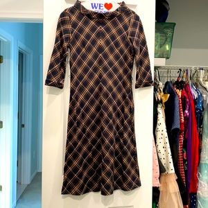 L.L. Bean Plaid Dress - Black, White, Tan